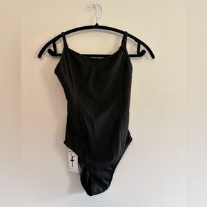 Women’s Black Bodysuit Leotard  Adjustable Size Medium M Dance Ballet Jazz Tap